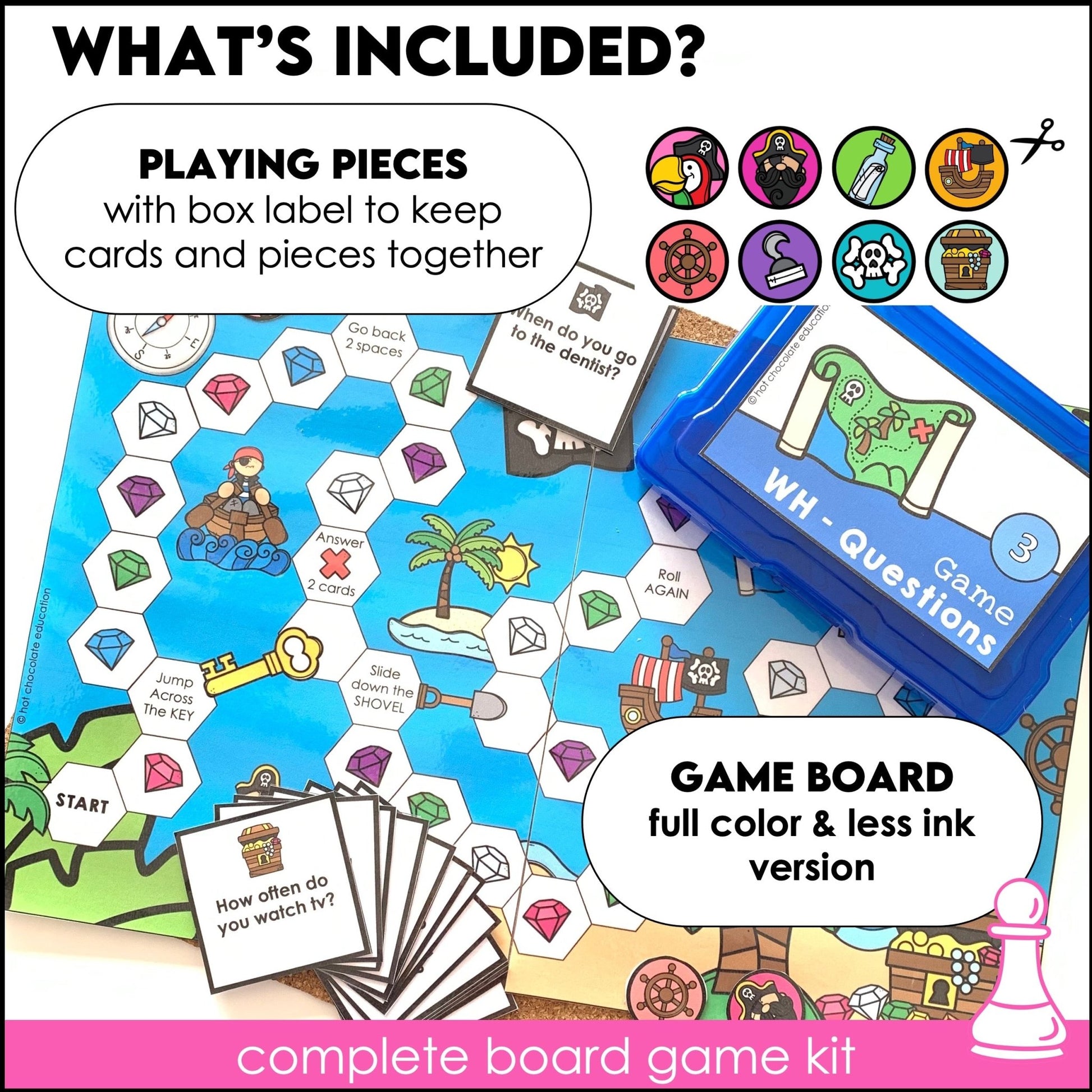 WH Question Board Game - What - When - Where - Why - Who