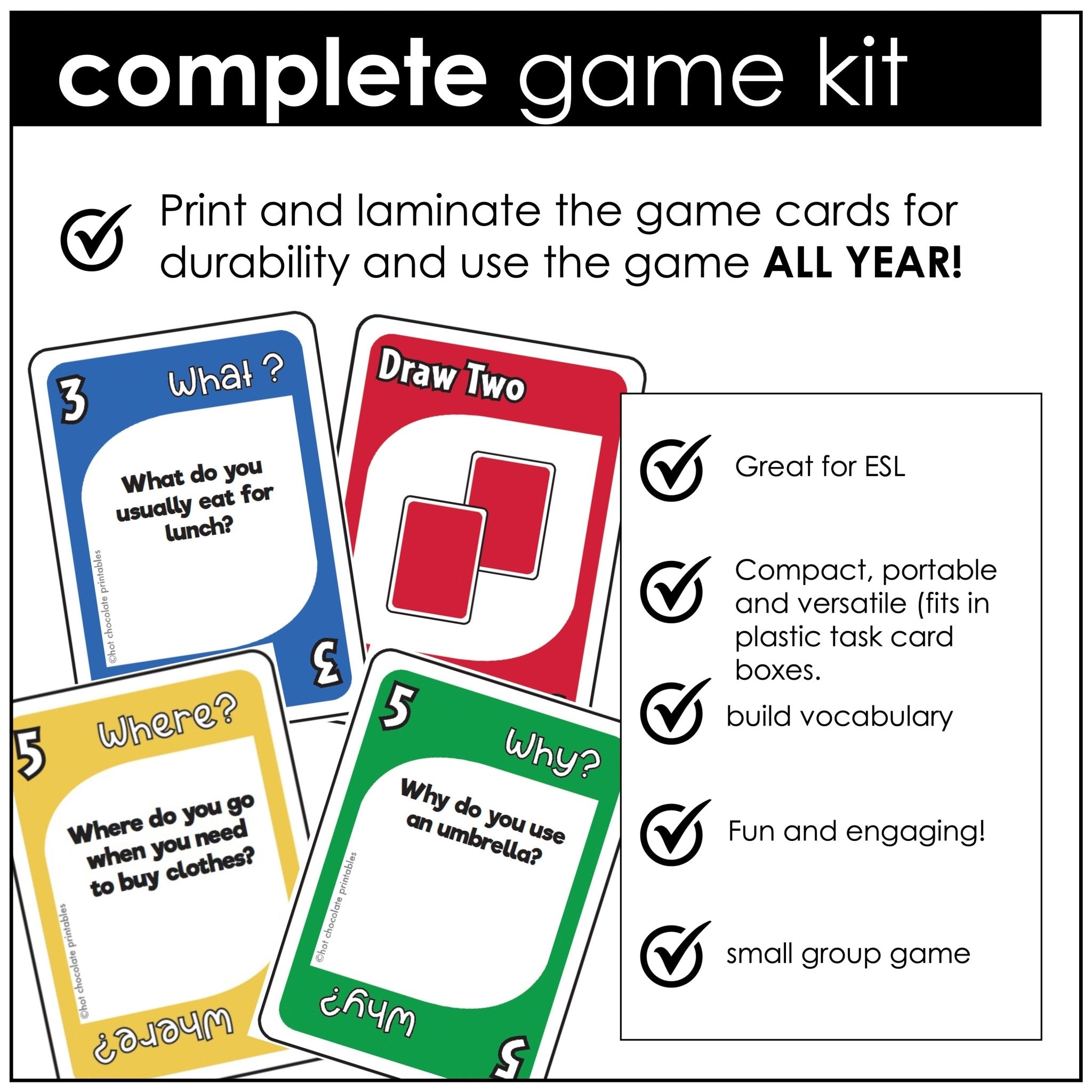 WH Question Card Game - What, When, Where & Why WH Question Card Game - What, When, Where & Why