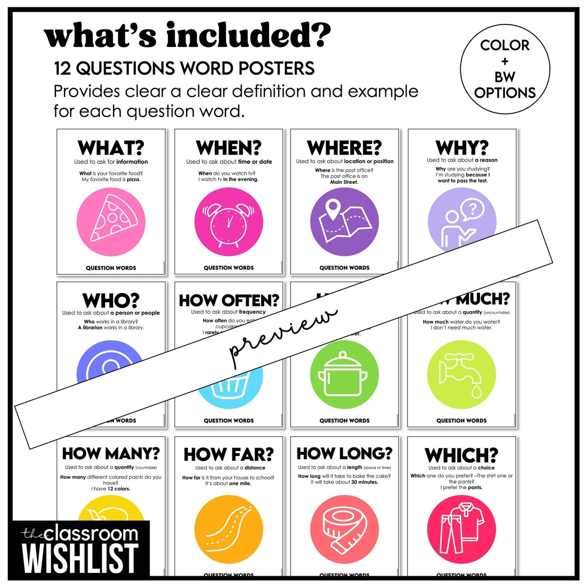 WH Question Word Posters | Bulletin Board Reference