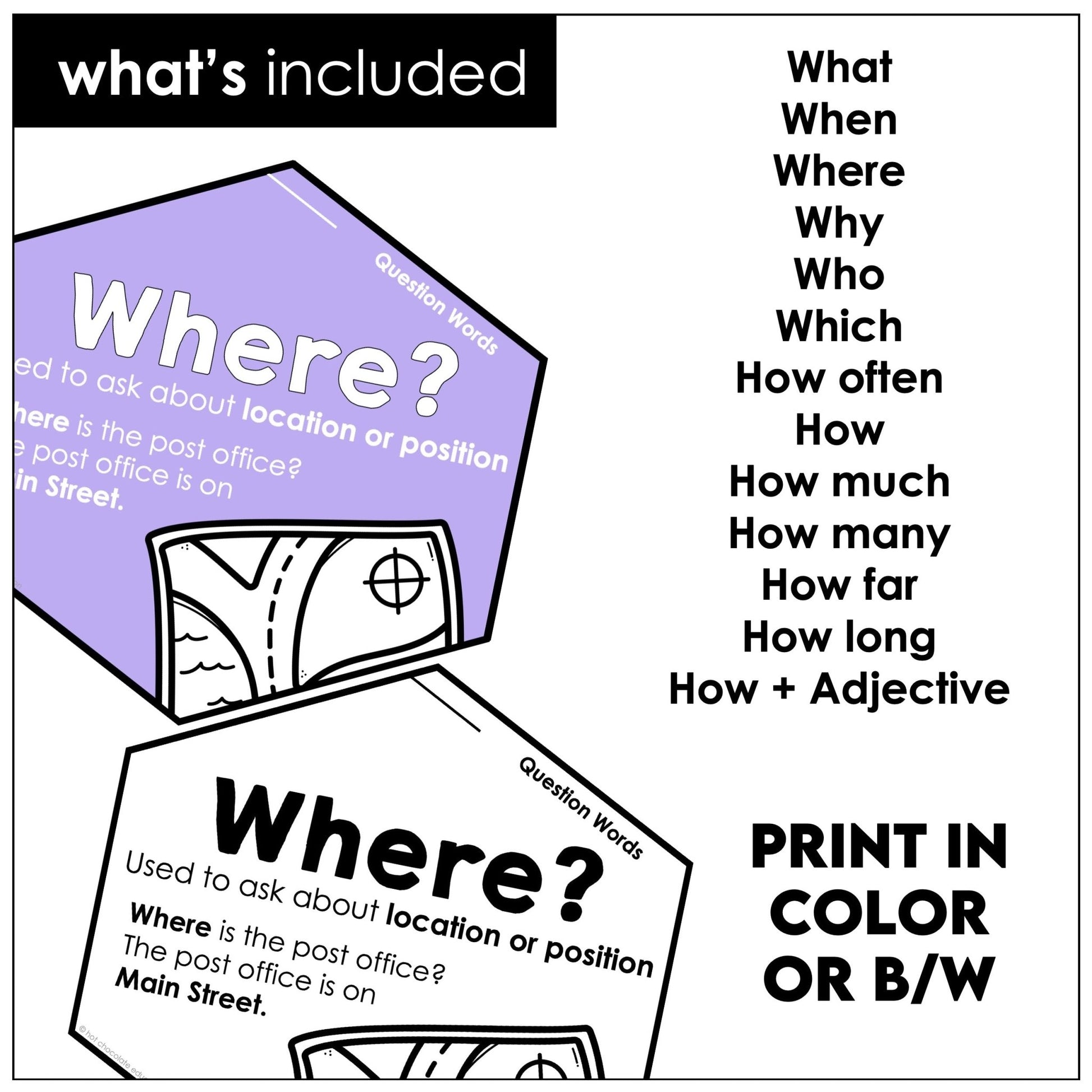 WH Question Word Posters – Pastel ESL Grammar Bulletin Board - Hot Chocolate Teachables