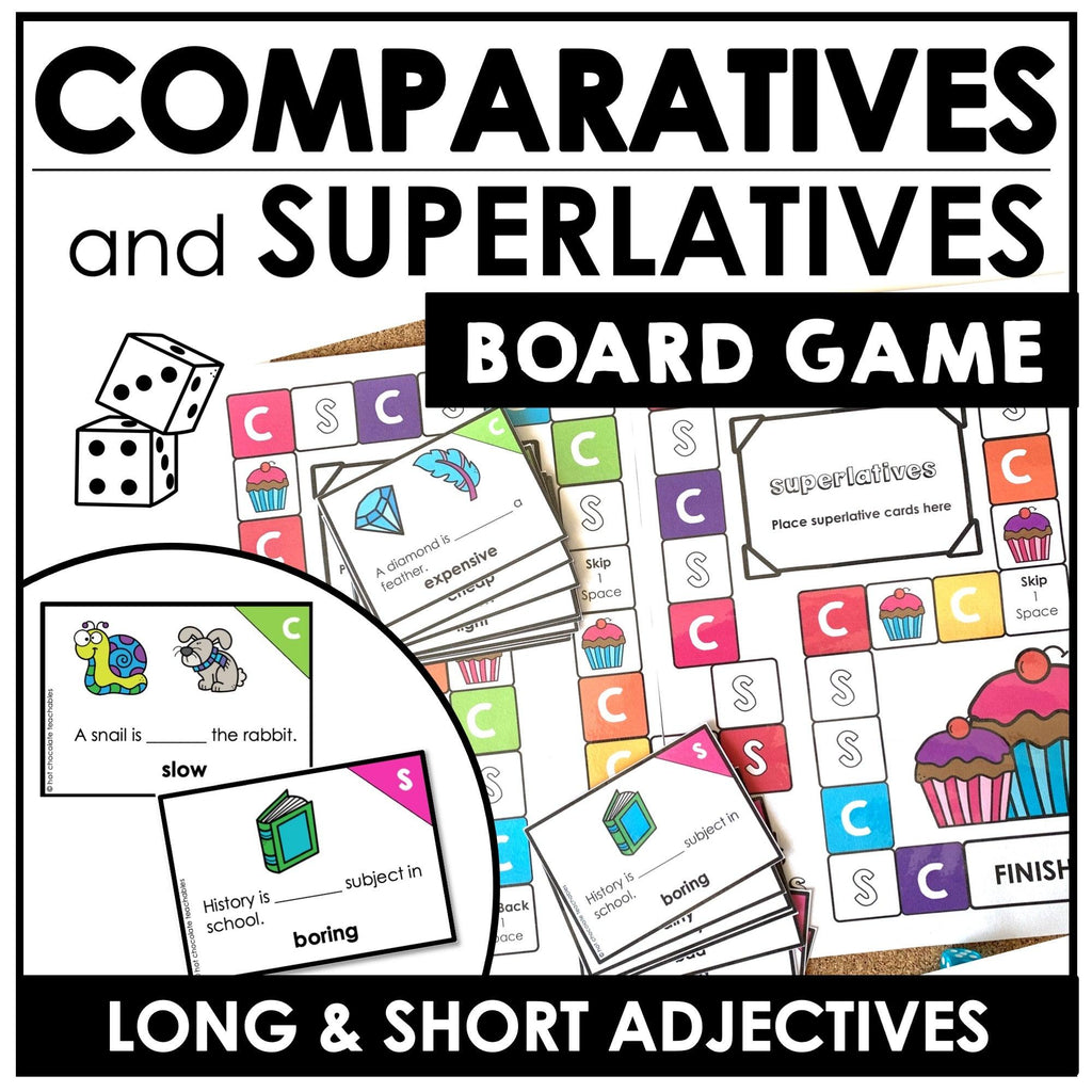 Adjectives : Comparative & Superlative Sentence Board Game - Hot Chocolate Teachables