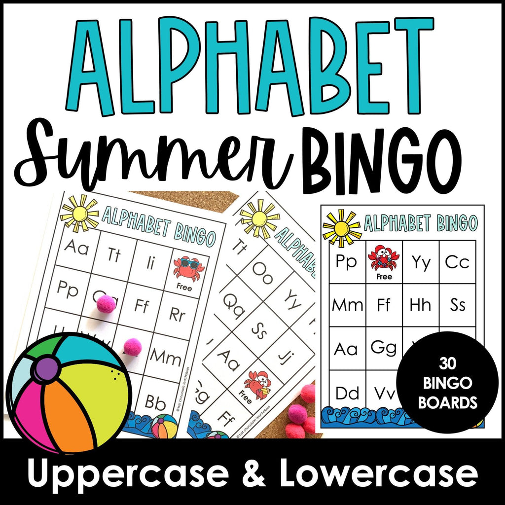 Alphabet Bingo Bundle : Summer Theme Game Board Pack - Hot Chocolate Teachables