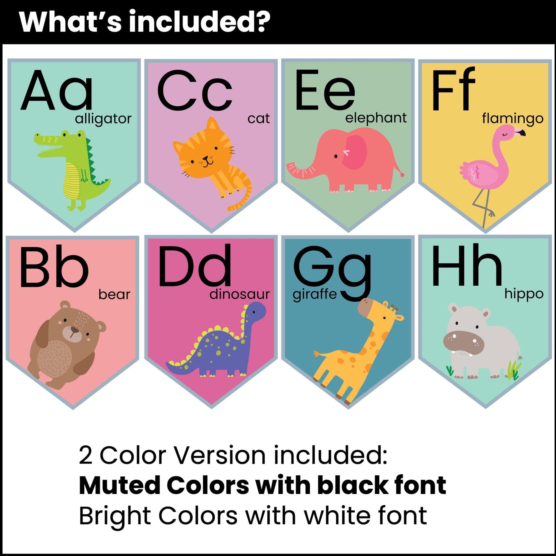 Alphabet Bunting | Animal Classroom Decor Posters | Preschool / K / 1st - Hot Chocolate Teachables