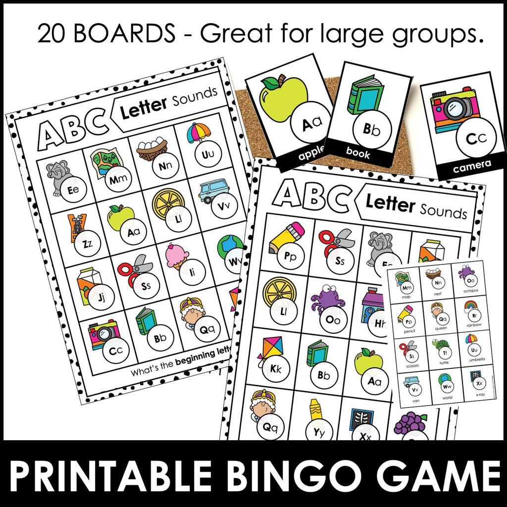 Alphabet Initial Letter Bingo Game - Beginning Sound Letter Recognition Activity - Hot Chocolate Teachables