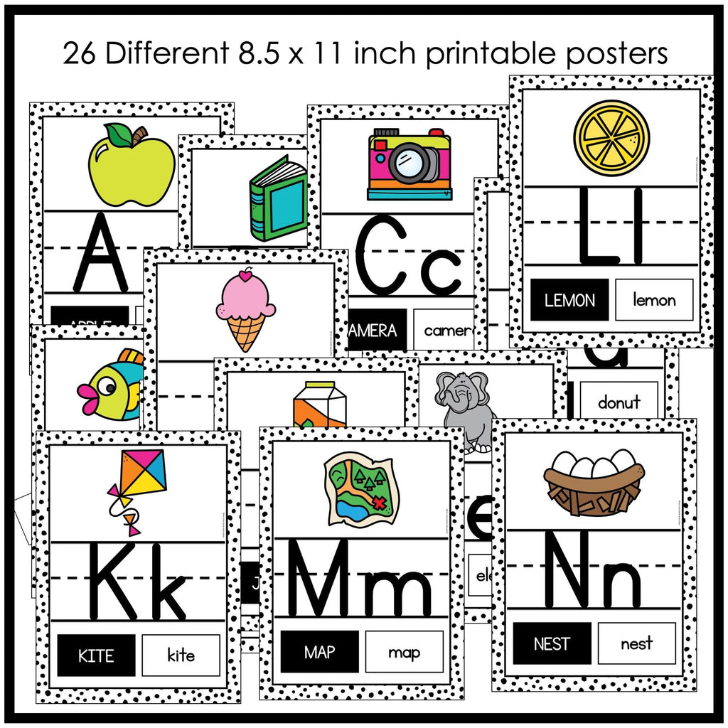 Alphabet Initial Letter Classroom Posters for Preschool / Kindergarten / 1st - Hot Chocolate Teachables