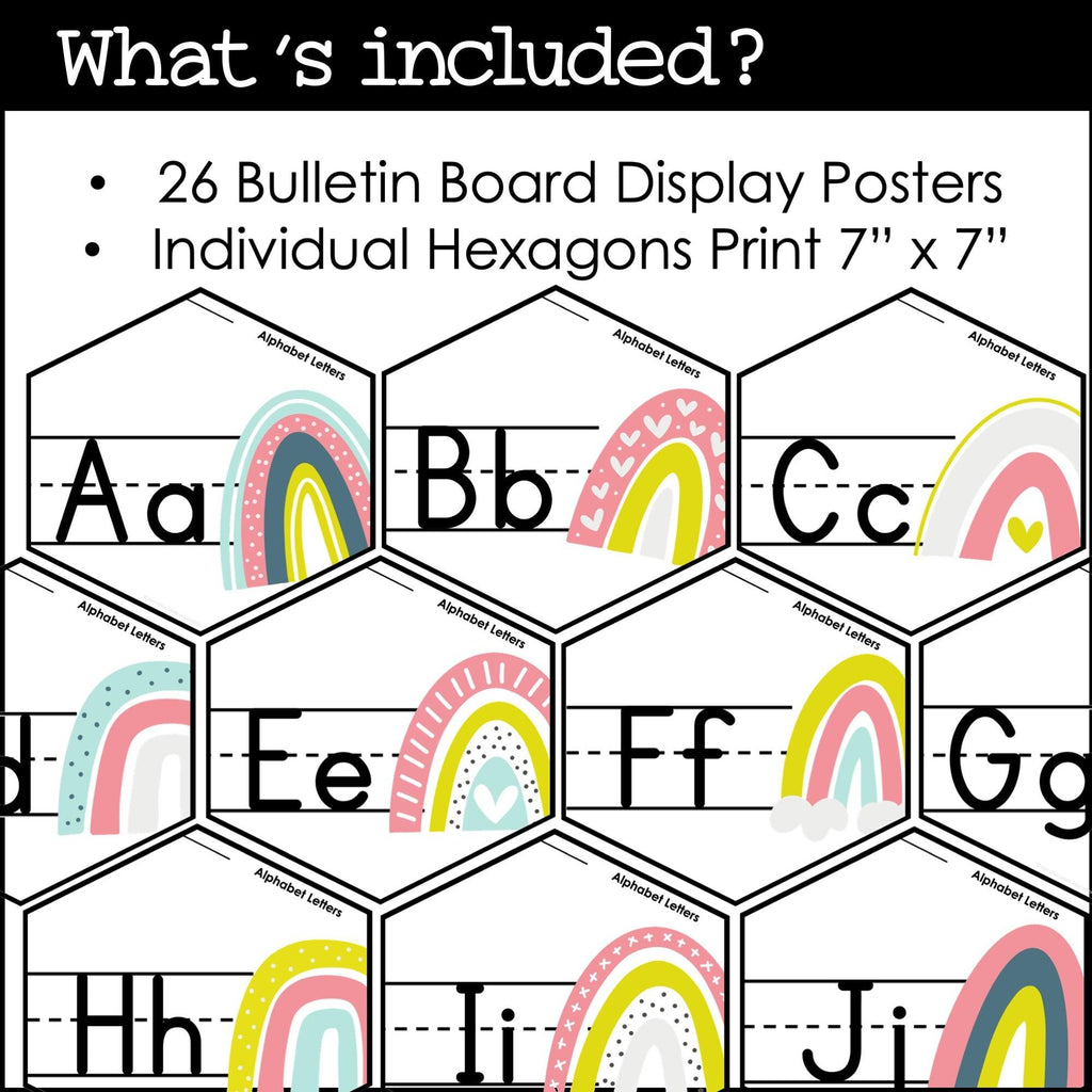 Alphabet Letter Posters | Uppercase + Lowercase Alphabet Bulletin Board - Hot Chocolate Teachables