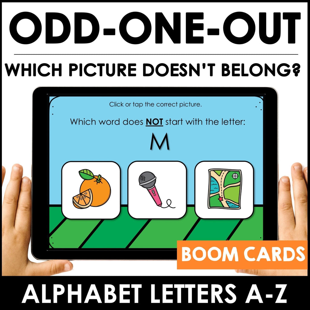 Alphabet "Odd-One-Out" BOOM CARDS™ Vocabulary Digital Task Cards - Hot Chocolate Teachables
