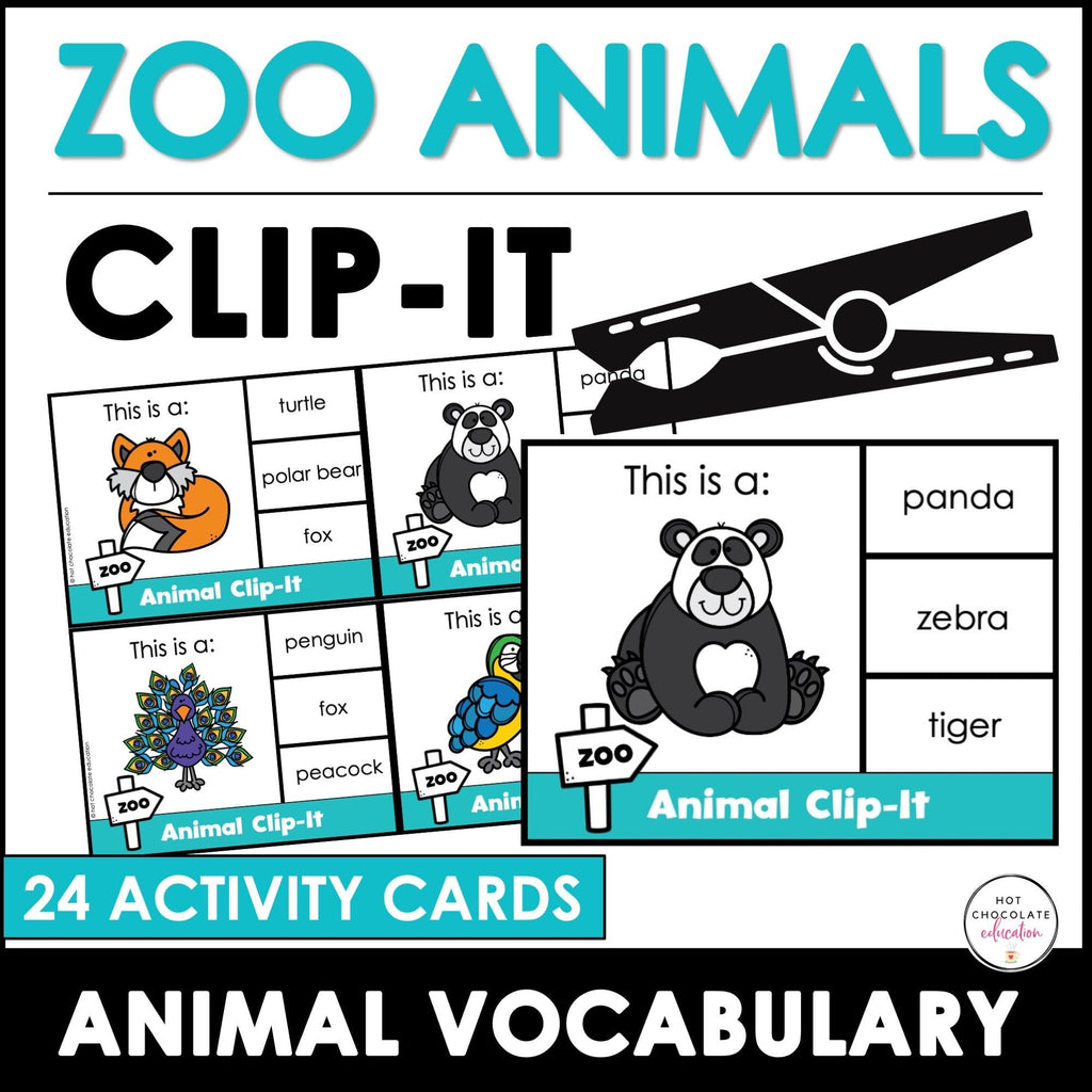 Animal Vocabulary Activity & Games BUNDLE for ESL - Hot Chocolate Teachables