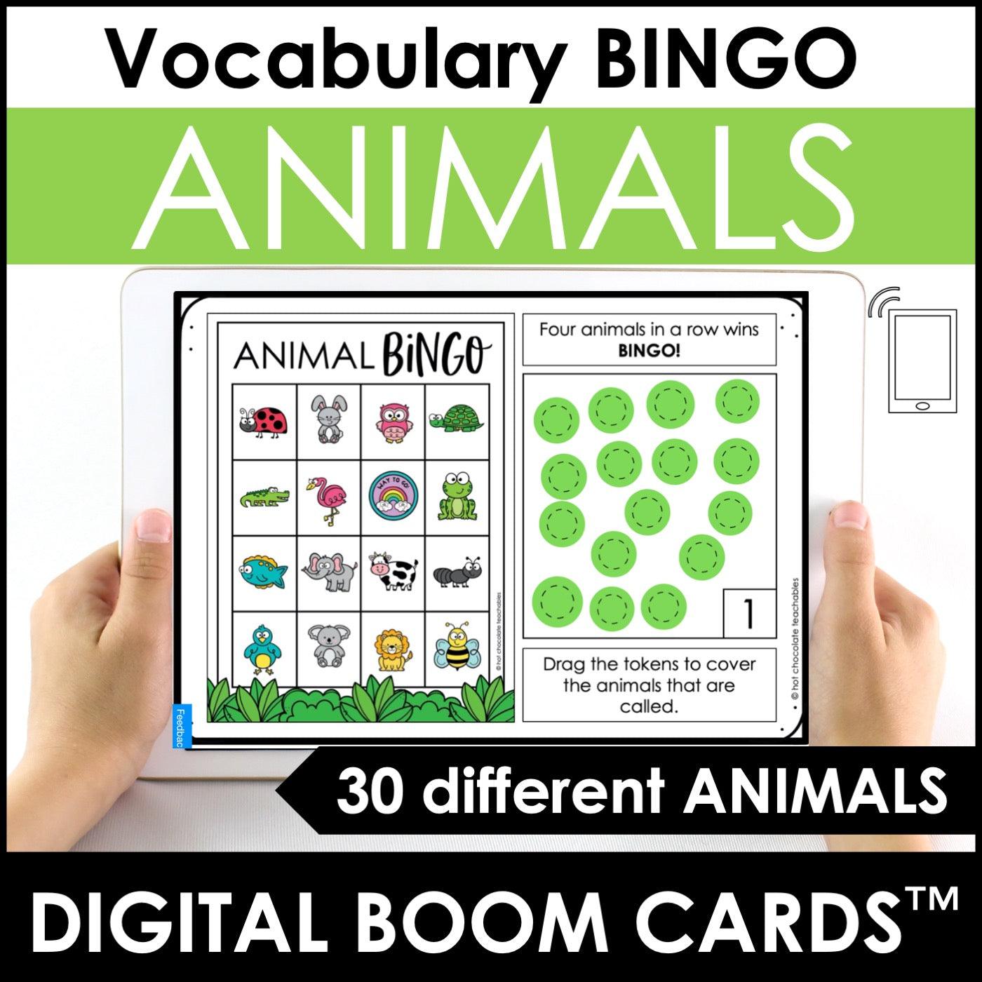 Animals | Bingo Game Boom Cards - Hot Chocolate Teachables
