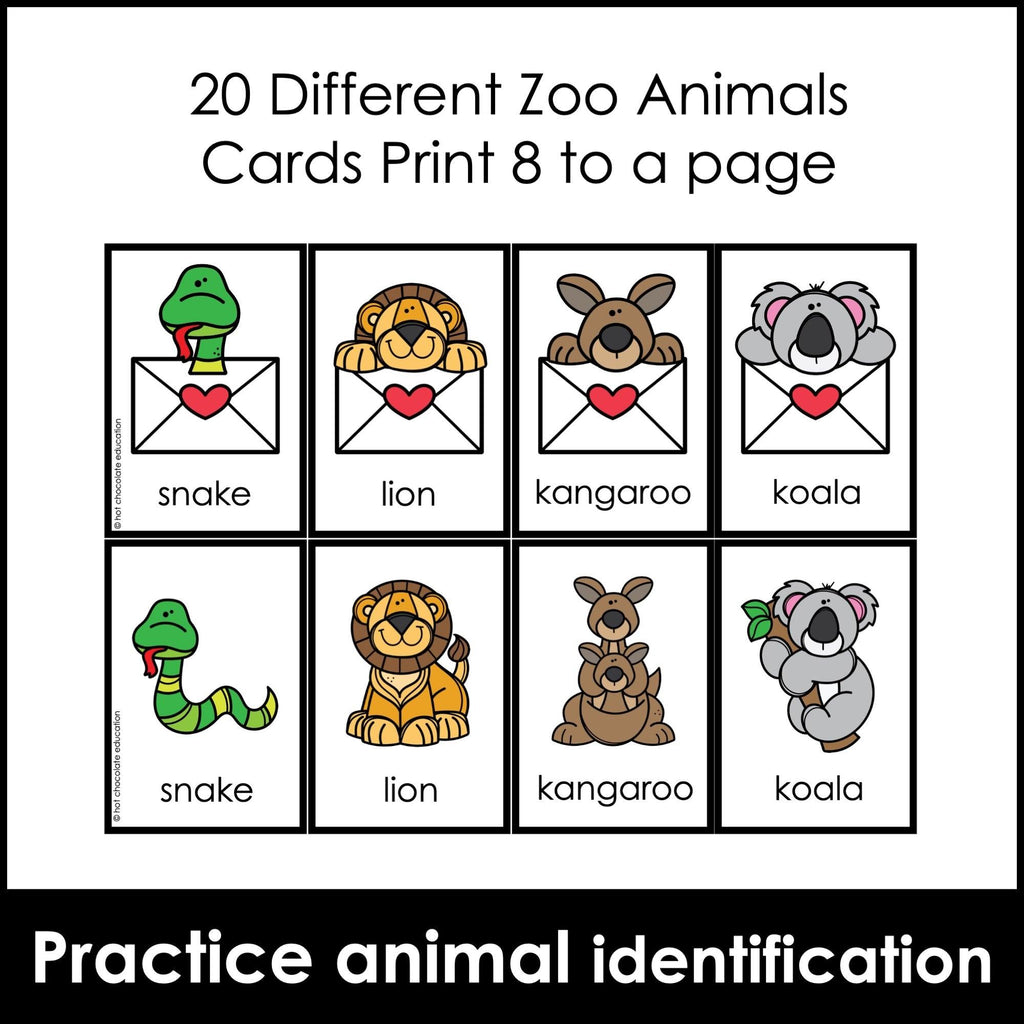 Animals - Memory Game Matching Activity Cards for ELL / ESL - Hot Chocolate Teachables