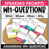 Answering WH Questions | ESL Conversation Prompt Cards What, When, Where & Why - Hot Chocolate Teachables