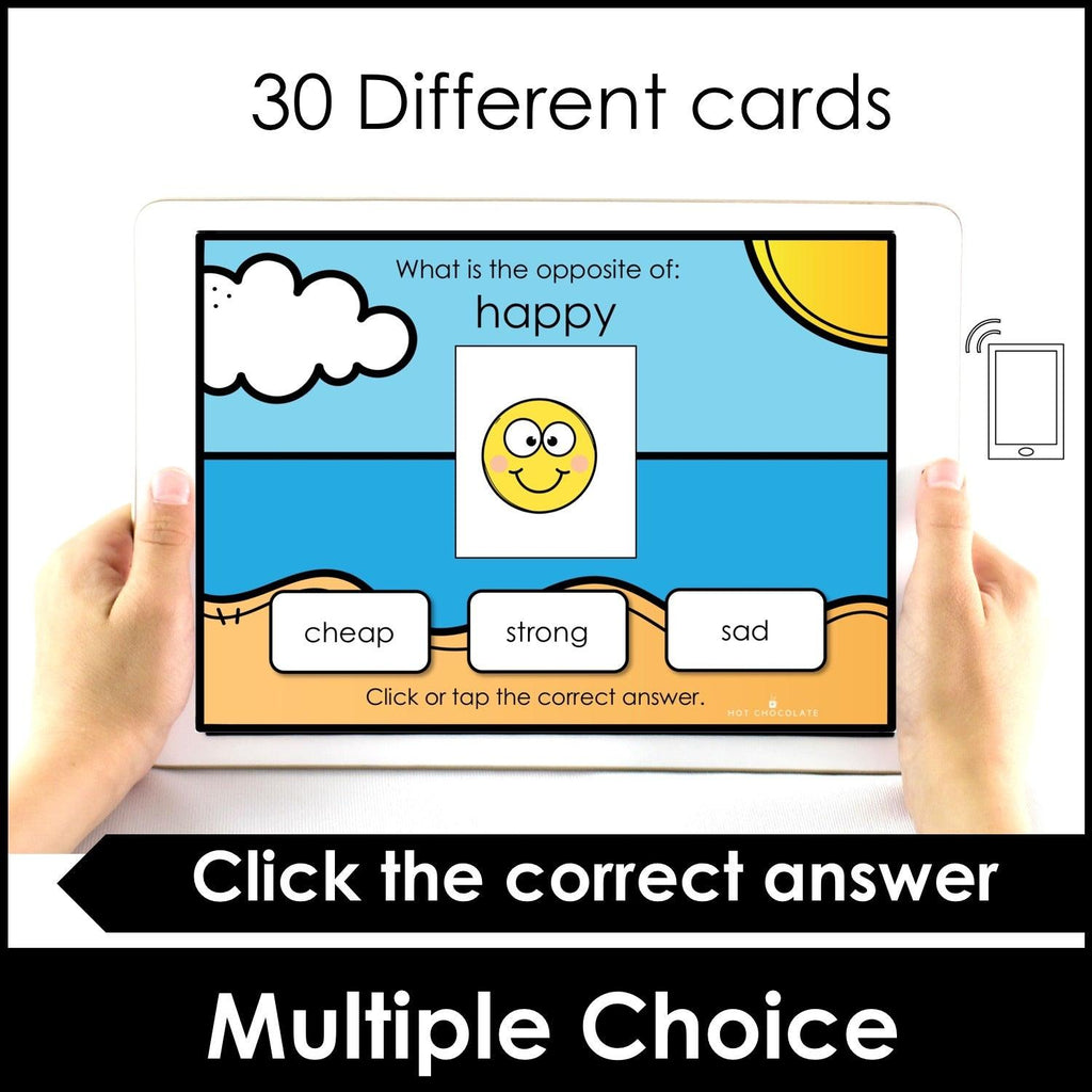 Antonym Match BOOM CARDS™: Find the opposite - Hot Chocolate Teachables