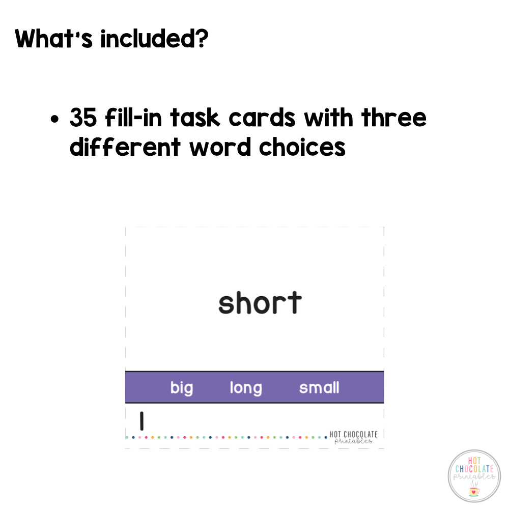Antonym Task Cards : What's the opposite? - Hot Chocolate Teachables