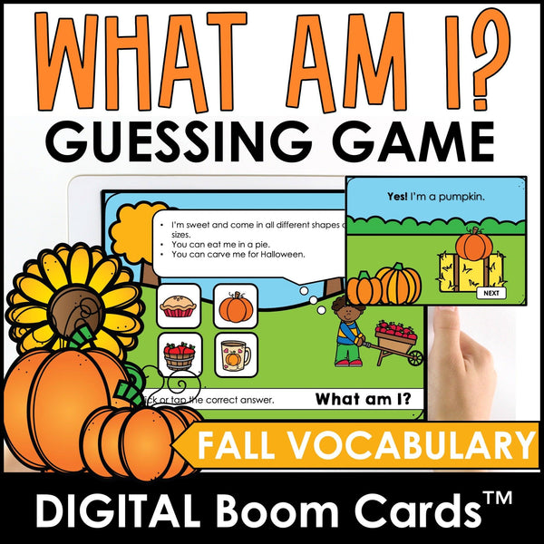 Autumn / Fall : What am I? ESL Vocabulary Guessing Game BOOM CARDS™ - Hot Chocolate Teachables