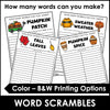 AUTUMN / FALL Word Scramble Freebie! How many words can you make? - Hot Chocolate Teachables