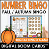 Autumn Number Recognition 1-20 Bingo Game - NUMBER SENSE 1-20 Boom Cards - Hot Chocolate Teachables