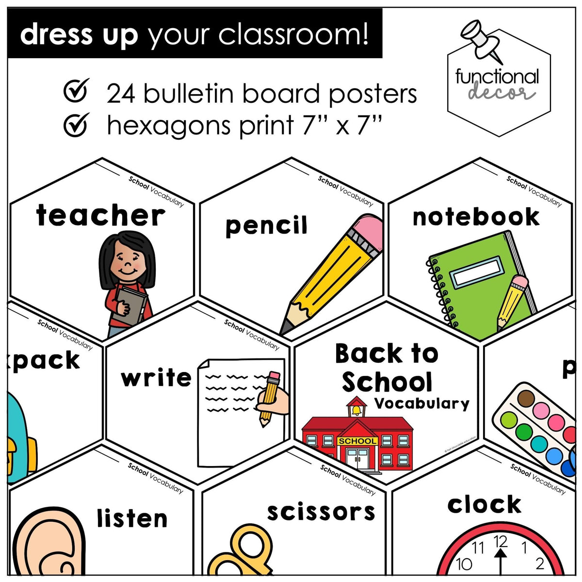 ESL Classroom Posters | Back to School Vocabulary