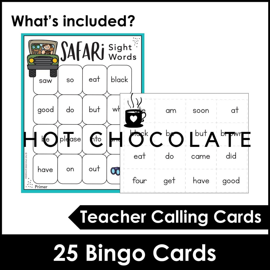 Beginning Sight Word Practice | Bingo Game ESL | Kindergarten | First Grade - Hot Chocolate Teachables