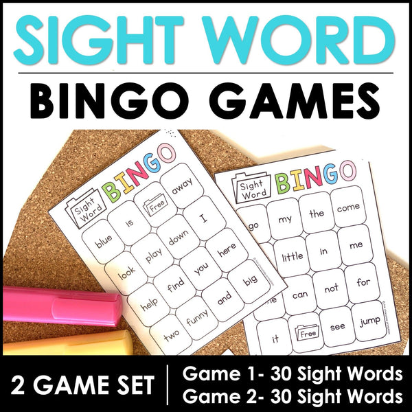 Beginning Sight Words - 2 Game Bingo Set - Hot Chocolate Teachables