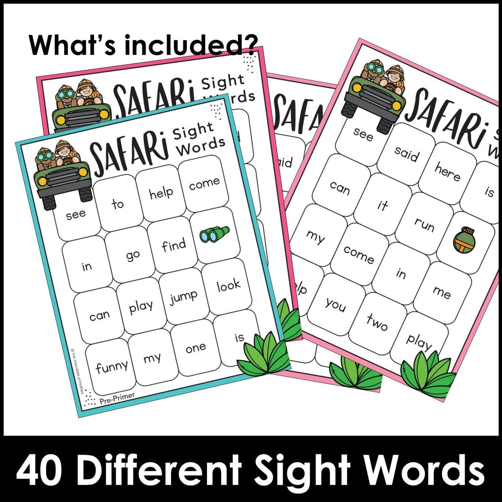Beginning Sight Words Bingo Game | Pre-Primer Word List Pre-K | K | ESL - Hot Chocolate Teachables