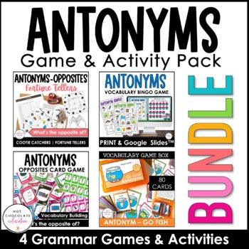 BUNDLE - Antonyms Game & Activity Pack - Opposites - Hot Chocolate Teachables