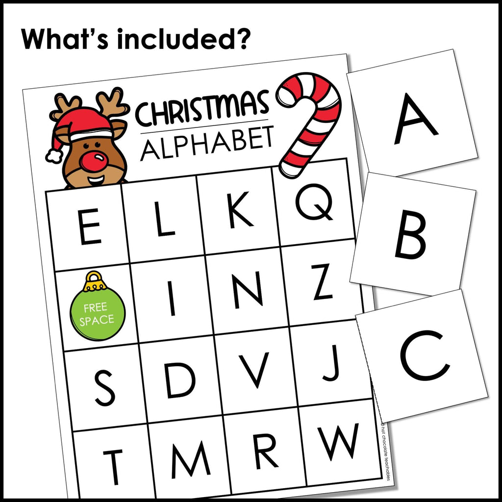 Christmas Alphabet Uppercase BINGO A To Z Recognition Hot Chocolate Christmas alphabet uppercase bingo a to z recognition hot chocolate