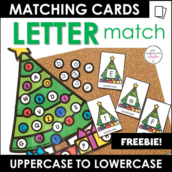 Christmas Alphabet Match - Uppercase Lowercase Letter Recognition Activity - Hot Chocolate Teachables