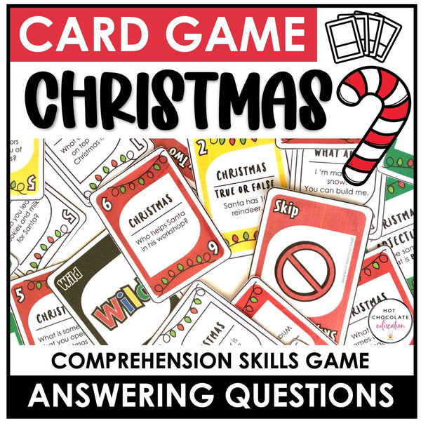 Christmas Card Game | Holiday Questions - Trivia - Vocabulary - Hot Chocolate Teachables