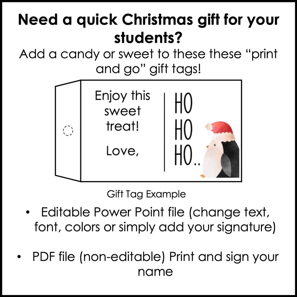 Christmas Gift Tags for Students | Editable in Power Point - Hot Chocolate Teachables
