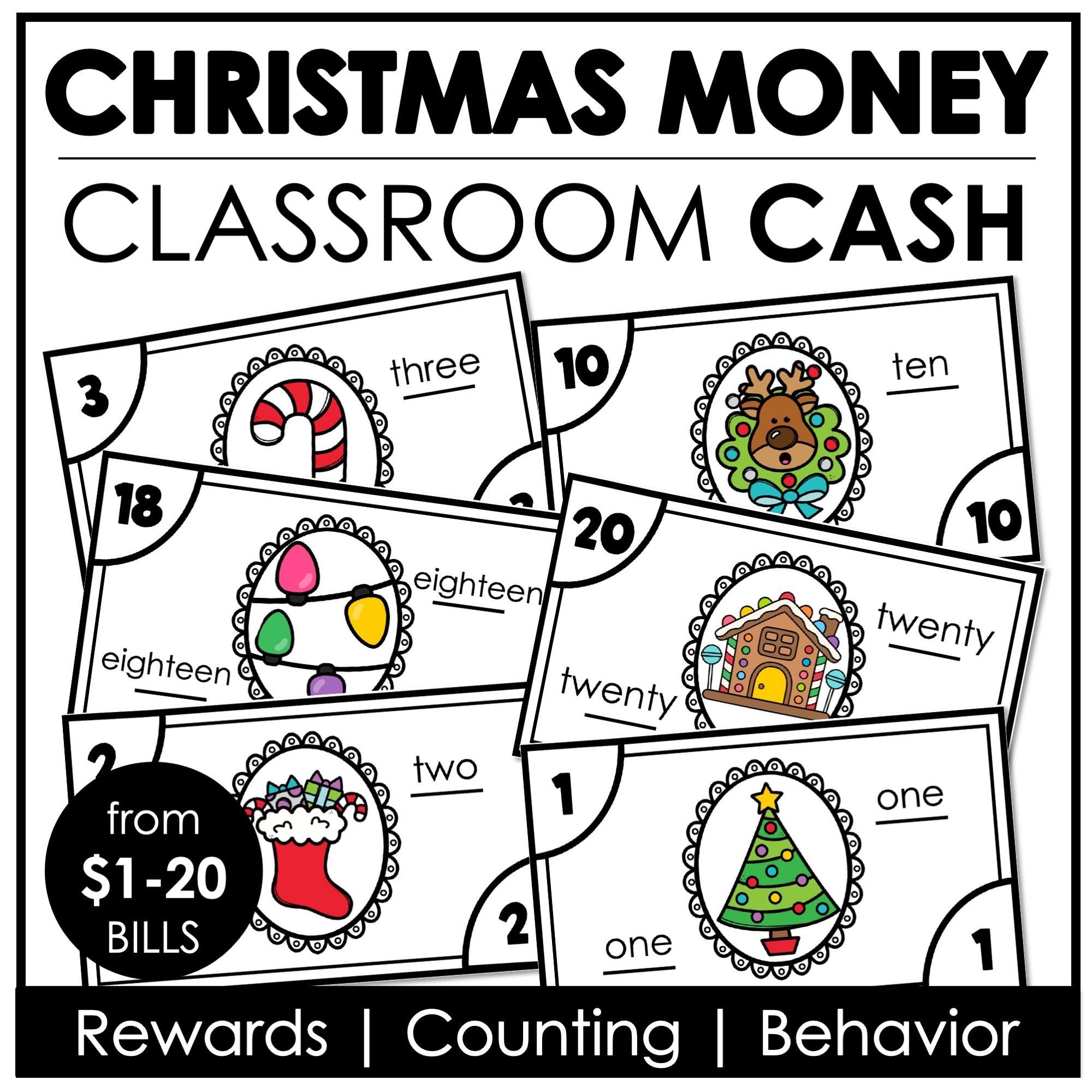 christmas money - class cash - classroom reward system - fake money