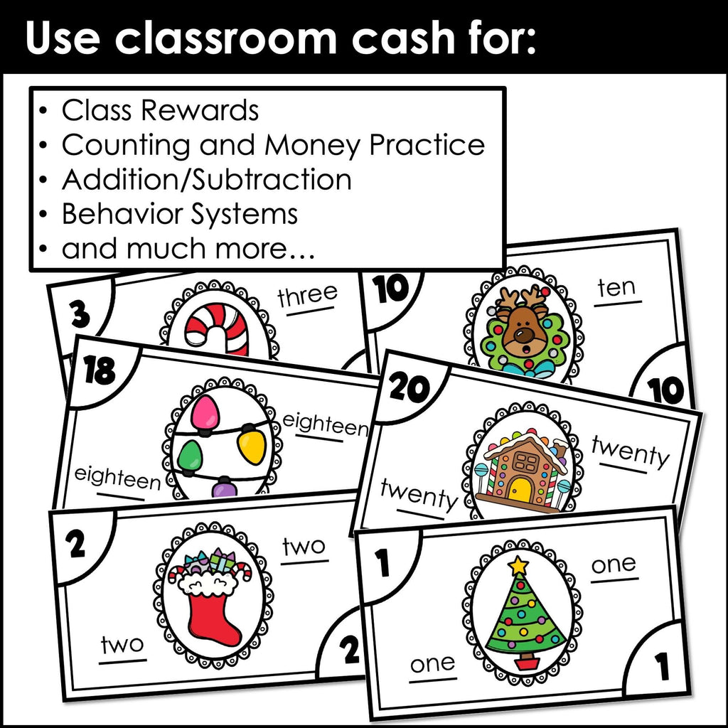 Christmas Money - Class Cash - Classroom Reward System - Fake Money - Hot Chocolate Teachables