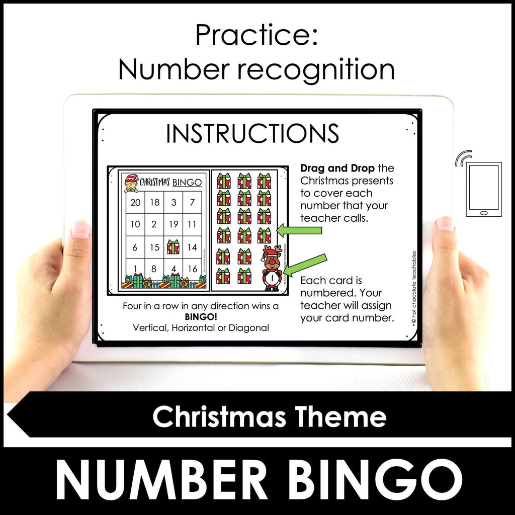Christmas Number 1-20 Boom Card Bingo - Hot Chocolate Teachables