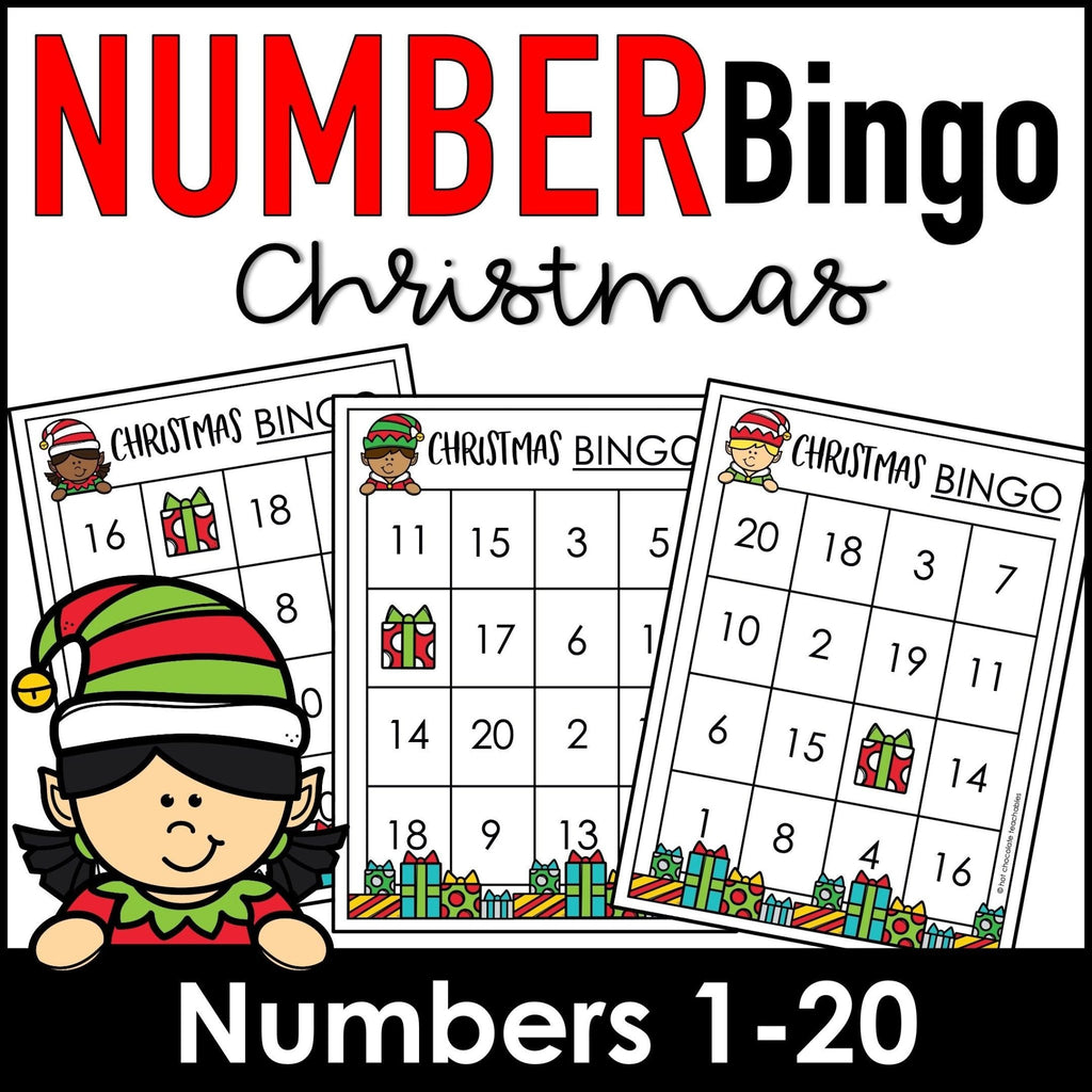 Christmas Number Bingo Game Cards - Hot Chocolate Teachables