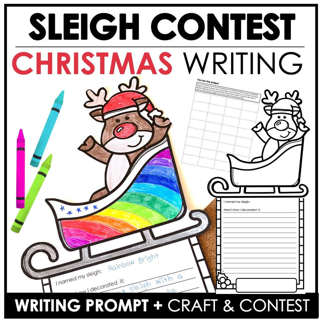 Christmas Sleigh Craft | Descriptive Writing Activity and Contest for ELA / ESL - Hot Chocolate Teachables