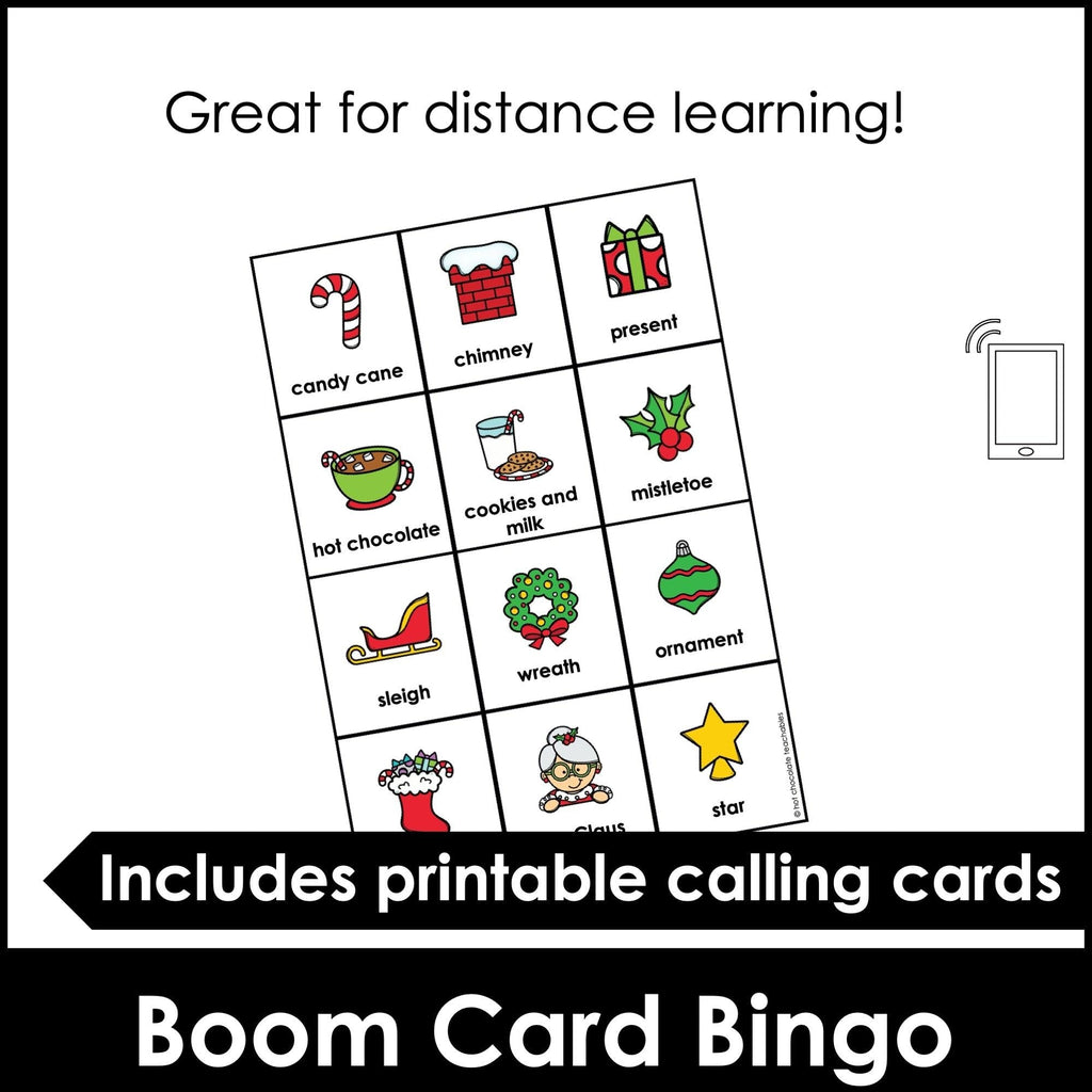 Christmas Vocabulary Bingo - Boom Cards - Hot Chocolate Teachables