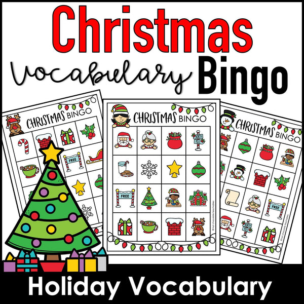 Christmas Vocabulary Building Bingo Game Cards - Hot Chocolate Teachables
