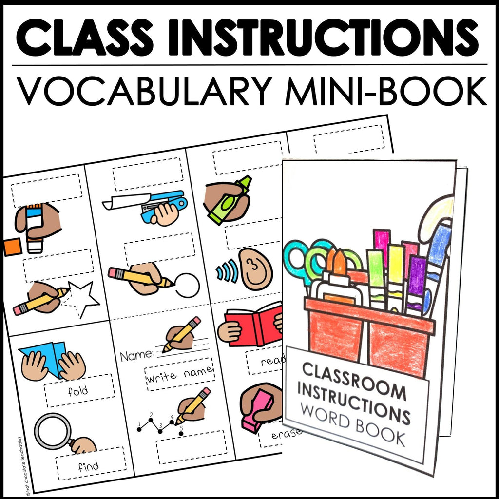 Classroom Instructions Mini Word Book Template | ESL Picture Dictionary Activity - Hot Chocolate Teachables