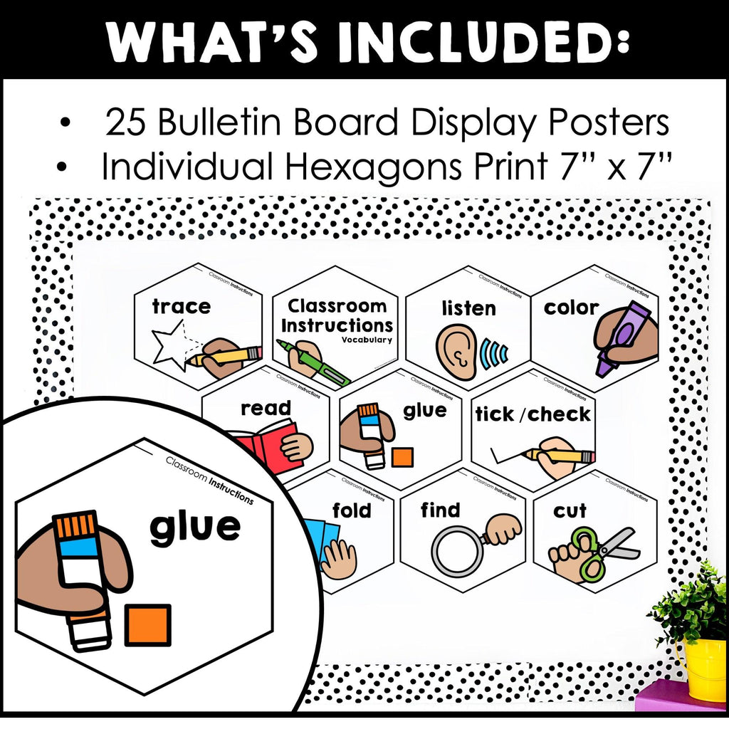 Classroom Instructions Posters ESL vocabulary word wall for bulletin boards - Hot Chocolate Teachables