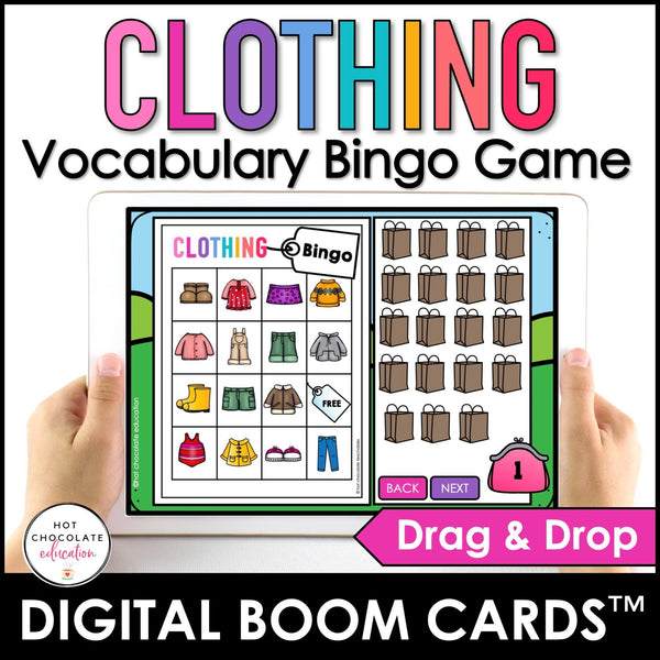 Clothing - Clothes Vocabulary BINGO GAME | Boom Cards - Hot Chocolate Teachables