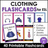 Clothing Vocabulary Flashcards: Seasonal Clothes & Jewelry | ESL/EFL Task Cards - Hot Chocolate Teachables