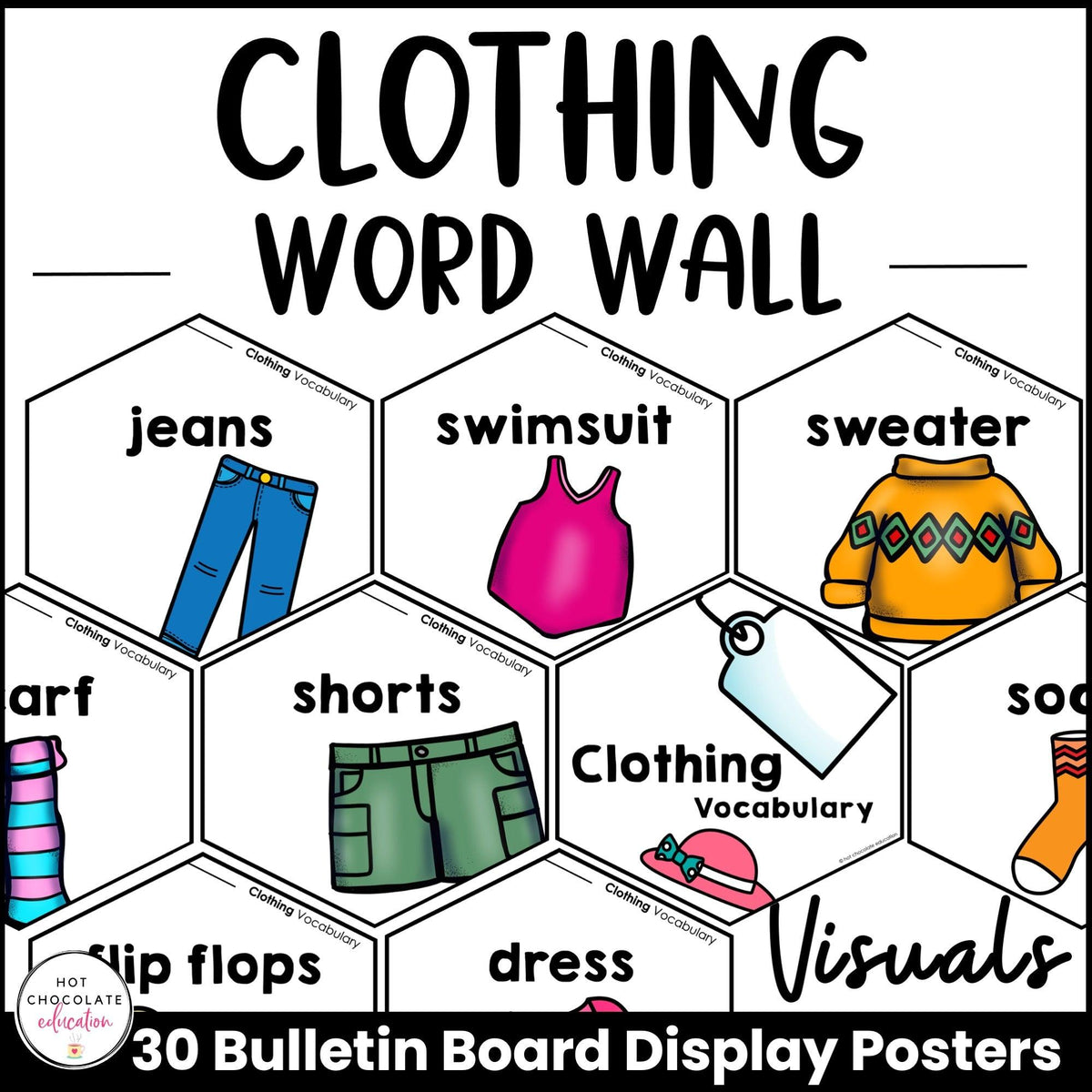 Clothing Vocabulary Posters  Word Wall – Hot Chocolate Teachables