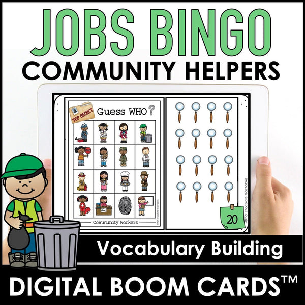 Community Helpers DIGITAL BINGO GAME - Jobs & Occupations BOOM CARDS™ - Hot Chocolate Teachables