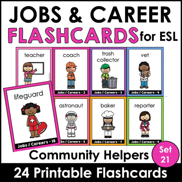 Community Helpers Flashcards for ESL: Jobs, Careers, Occupations - Hot Chocolate Teachables