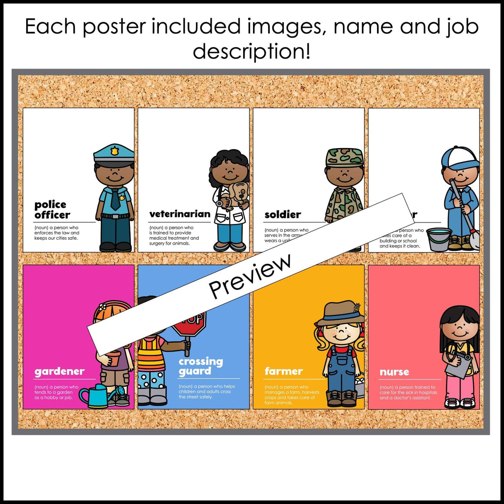 Community Helpers Posters : Jobs & Careers Vocabulary Word Wall - Hot Chocolate Teachables