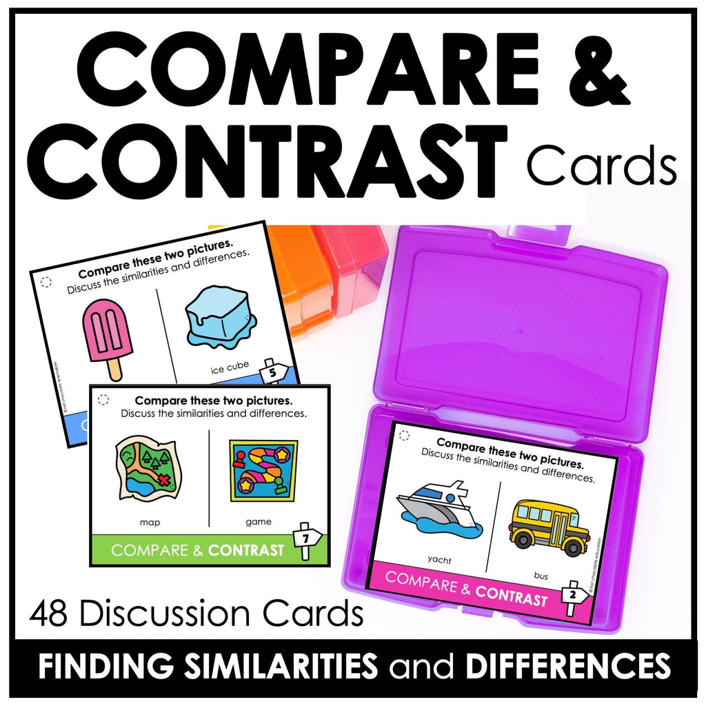 Compare and Contrast - ESL Speaking Cards - Finding Similarities & Differences - Hot Chocolate Teachables