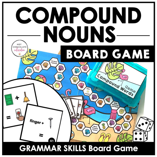 Compound Words Game - Combining Two Words Vocabulary Board Game - Hot Chocolate Teachables