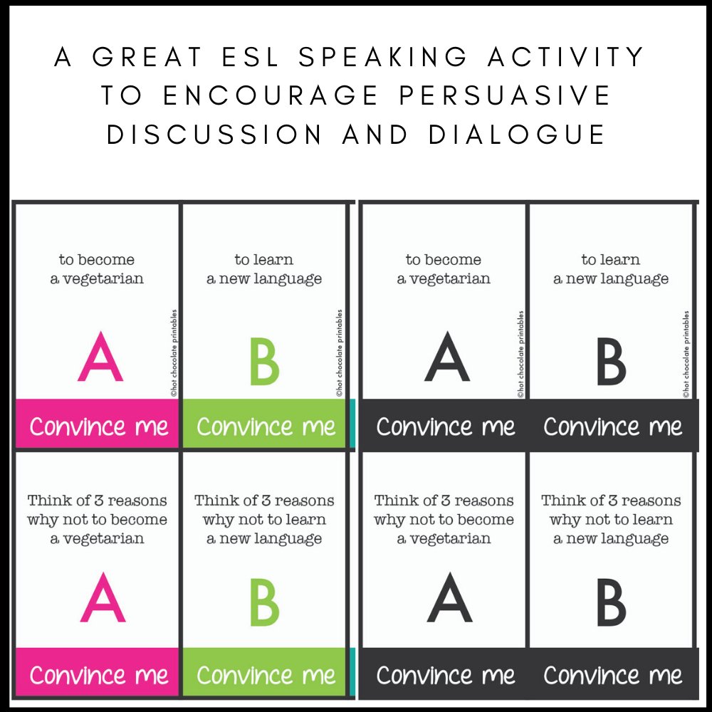 Convince Me - ESL Persuasive Speaking Card Activity - Hot Chocolate Teachables