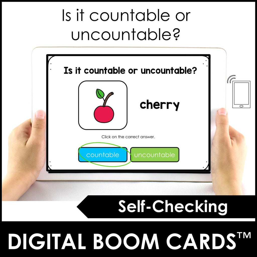 Count and Noncount BOOM CARDS™: Countable and Uncountable Nouns - Hot Chocolate Teachables