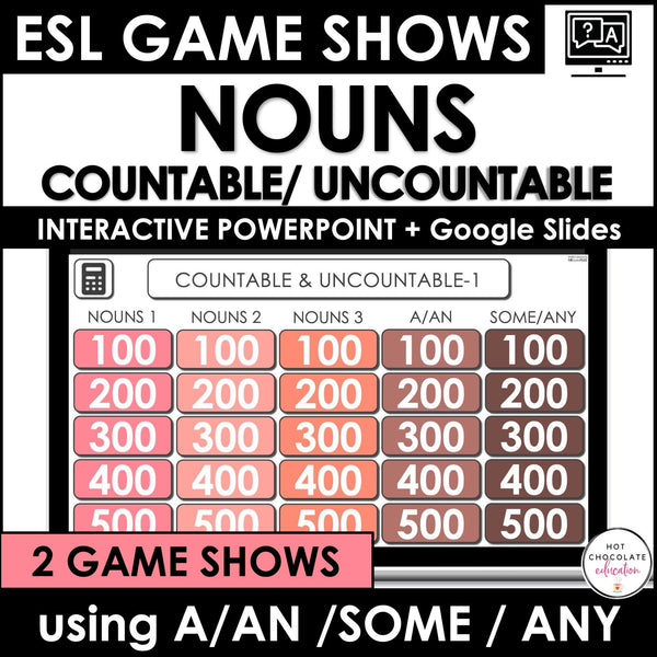 Countable & Uncountable NOUNS | Interactive Game Show - Hot Chocolate Teachables