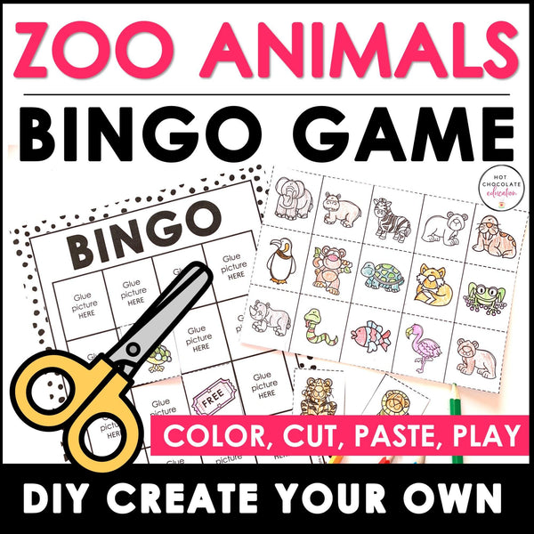 Create your own ANIMAL BINGO BOARD - Vocabulary Game - Hot Chocolate Teachables